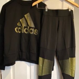 Women XL Black and Gold Adidas Set